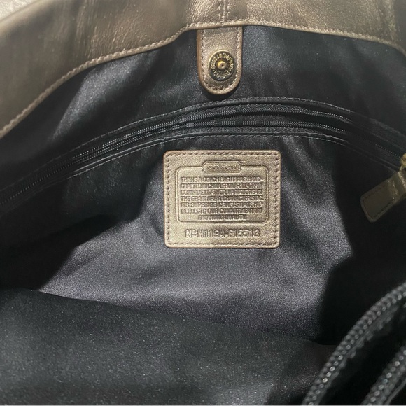 Coach Ashley Steel Leather Shimmering Carryall Satchel Shoulder Handbag Purse - Picture 2 of 5